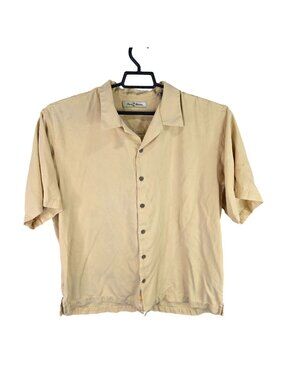 Mens Tommy Bahama Beige Silk Embroidered Button Up Shirt Cocktail Mixoff Size XL